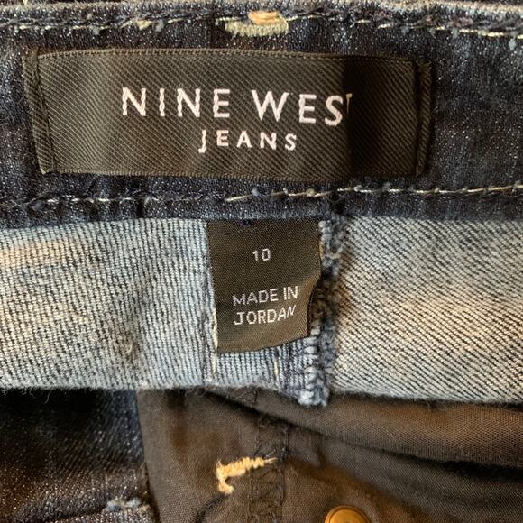 Nine West Womens Jeans Med-Rise Cropped Blue Denim Stretch zippered ankle Sz 10 - Picture 6 of 8